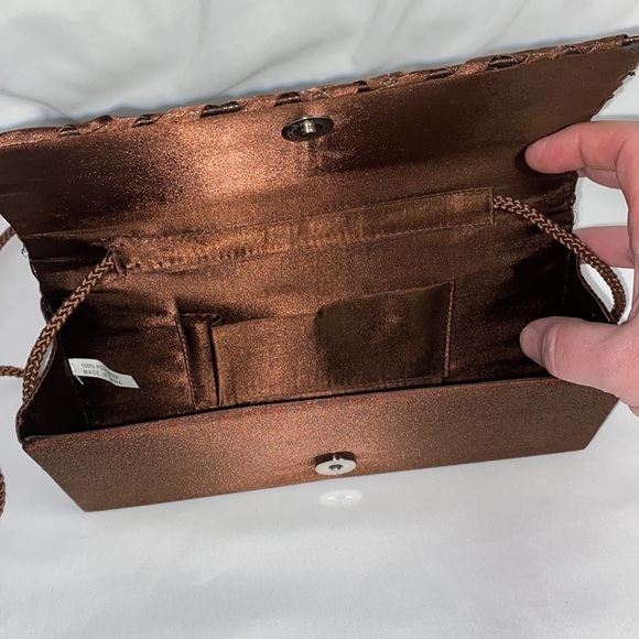 Triangular Clutch, Crossbody Purse with Golden Shimmer - Picture 4 of 7